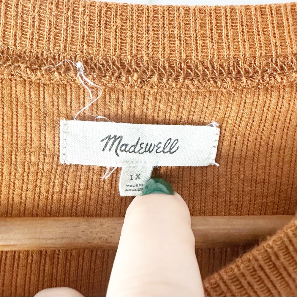 Madewell Patch Pocket Rib T-shirt Dress Golden Pecan 1X - Picture 6 of 9